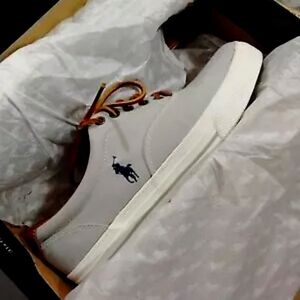 Polo Ralph Lauren Vaughn Soft Gray Canvas/Leather Casual Shoe Men's Size 9D New